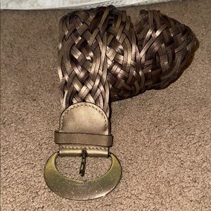 Chico's Brown‎ Woven Belt with Gold Buckle